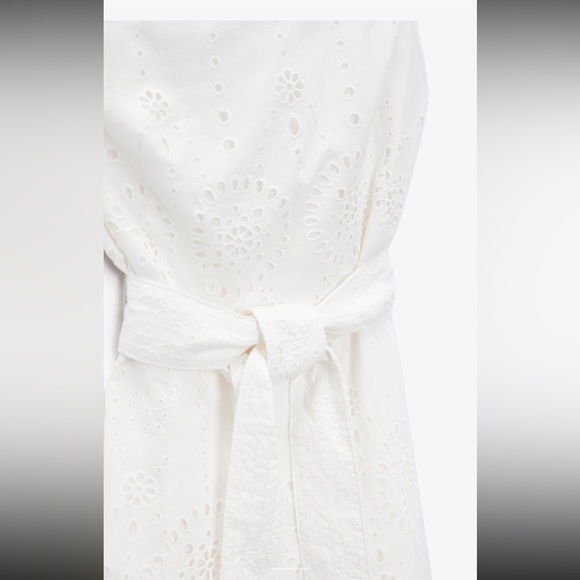 Zara white embroidered asymmetric dress - Picture 7 of 13